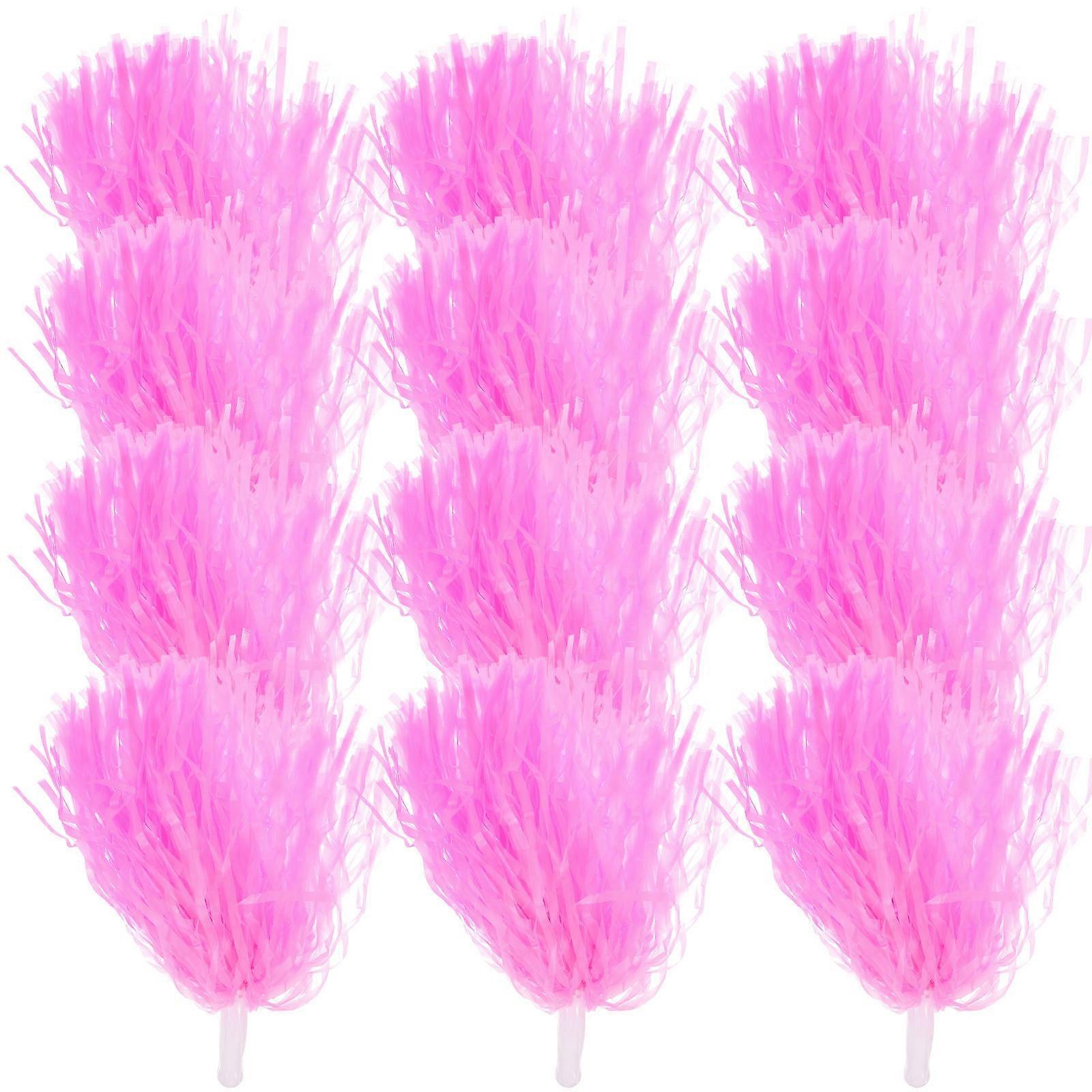 Pink Pom Poms Cheering Squad Plastic Pompoms for Dance 60Pcs
