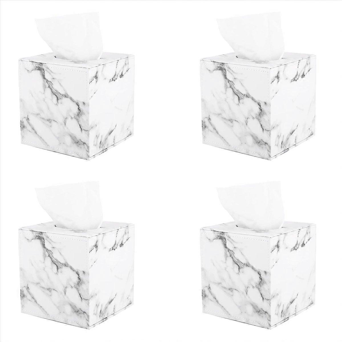 4X Marble Square Square Tissue Box PU Leather Roll Paper Holder Toilet Paper Box Napkin Paper Box Co