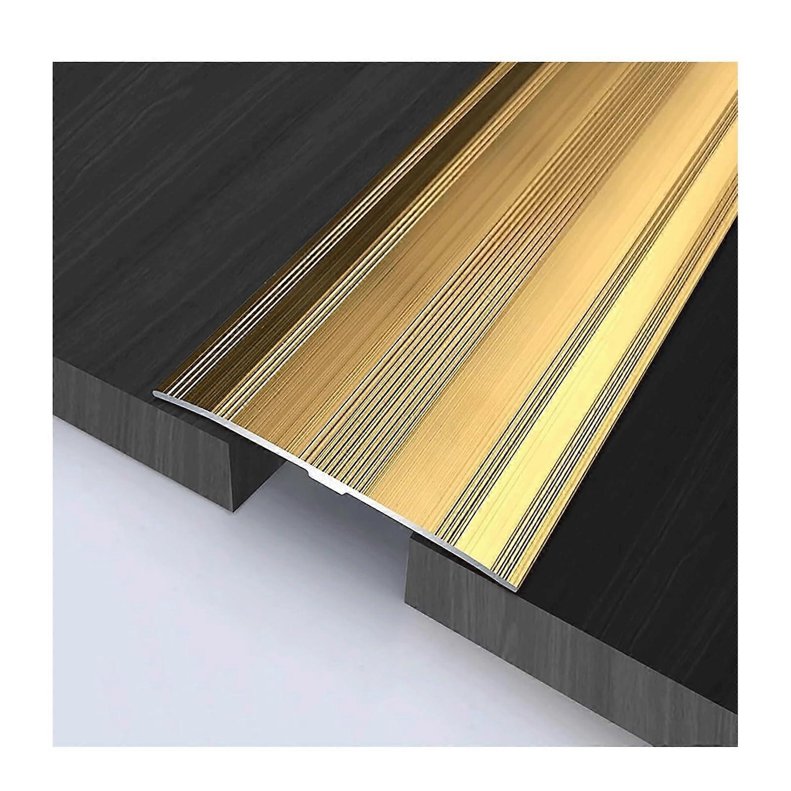 6cm Wide Transition Strip Aluminum Alloy Carpet To Tile Flooring Connector Trim, Exterior AntiSlip Doorway Ramp, Gold