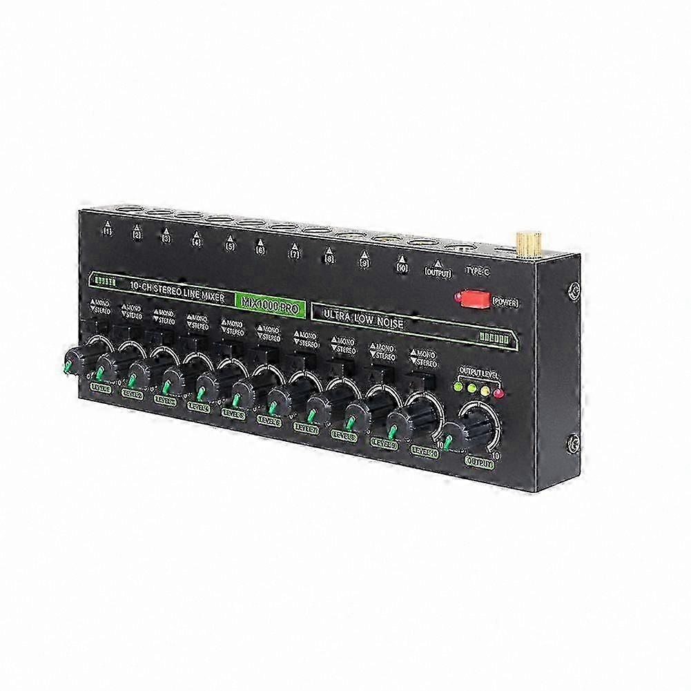 10-Channel Stereo Audio Mixer with Lighting Effects and EU Plug