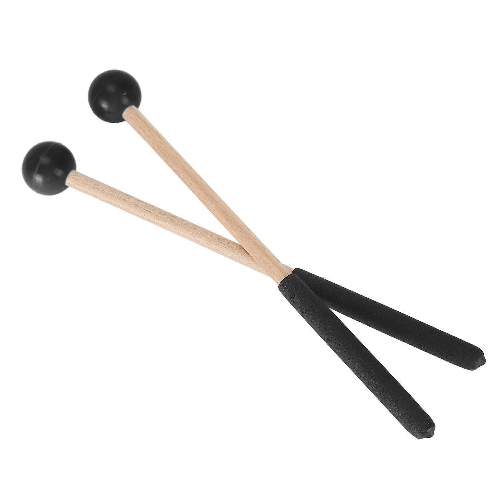 1 Pair Black Rubber & Maple 22cm Tongue Drum Percussion Mallets