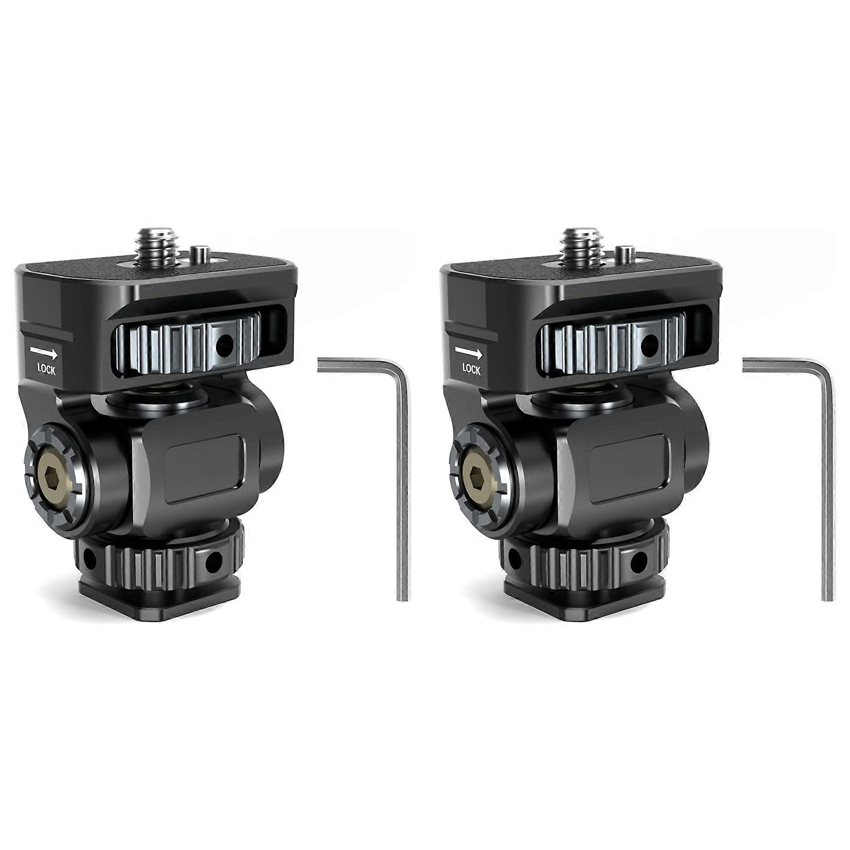 2X DSLR Camera Clamp Adjustable Monitor Mount W Cold Shoe 1/4 Screw for Camera Monitor Flash Light Mic Hot Shoe Bracket