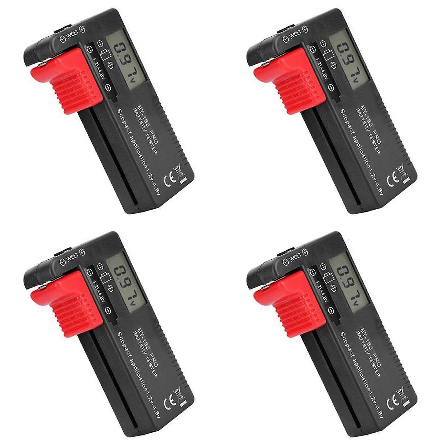 4X BT-168 PRO Battery Capacity Tester Digital Battery Checker Plastic Portable Cell Tester for AA 1.5V 9V