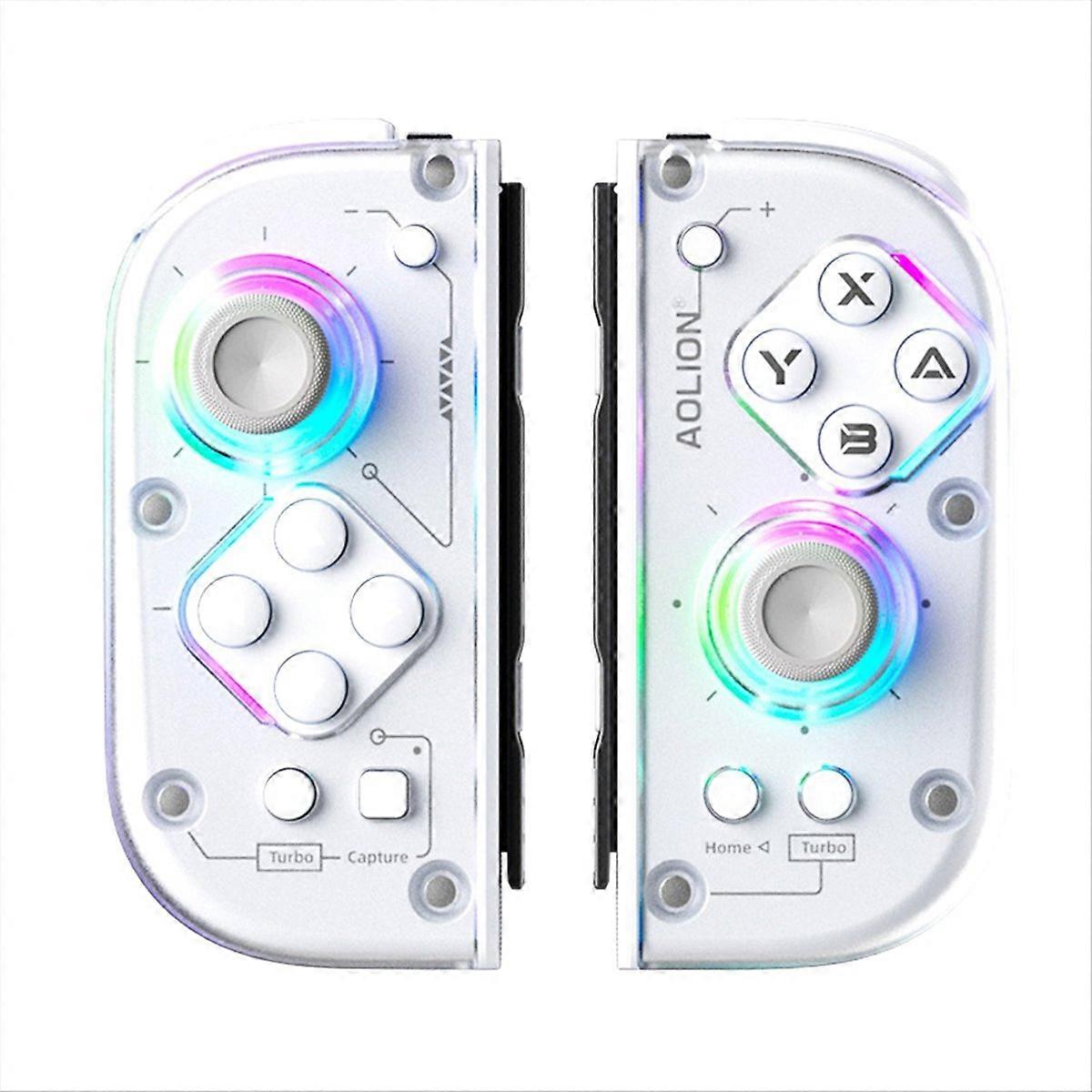 Aolion for Nintendo Switch/Lite/Oled Joypad BT 5.2 L/R Gamepad with RGB Light Game Controller for PC Android IOS White