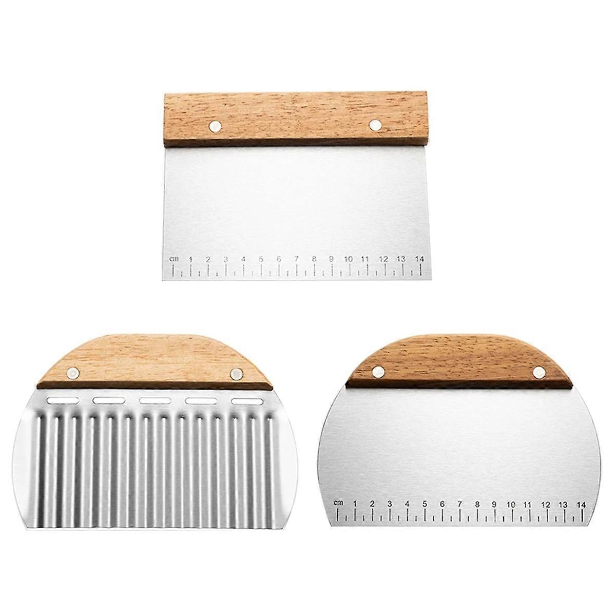 3Pcs Stainless Steel Pasty Cutters Noodle Knife Scraper with Scale Baking Cake Cooking Dough Scraper Baking Accessories
