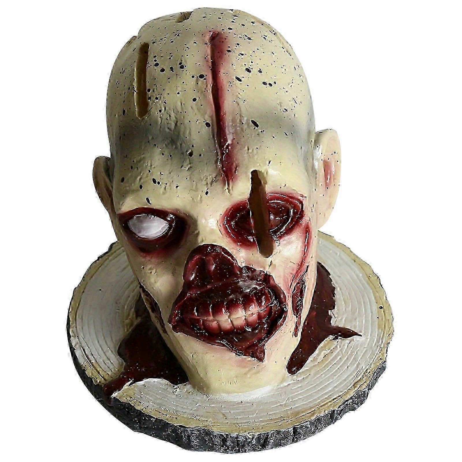 Abstract Exotic Human Skull Kitchen Knife Holder With Log Base