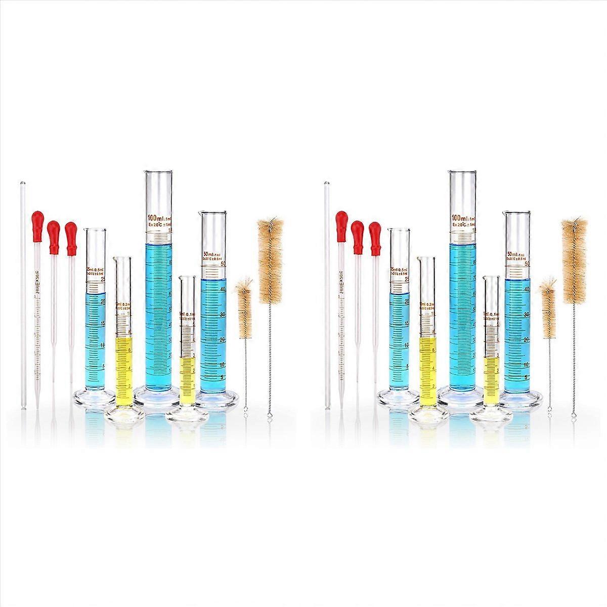 Glass Graduated Measuring Cylinders Set,with 3 Pipettes+2 Brushes