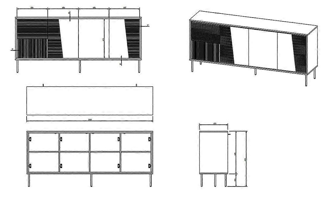 Commode 4D Abi 200x45x88 Noir mat