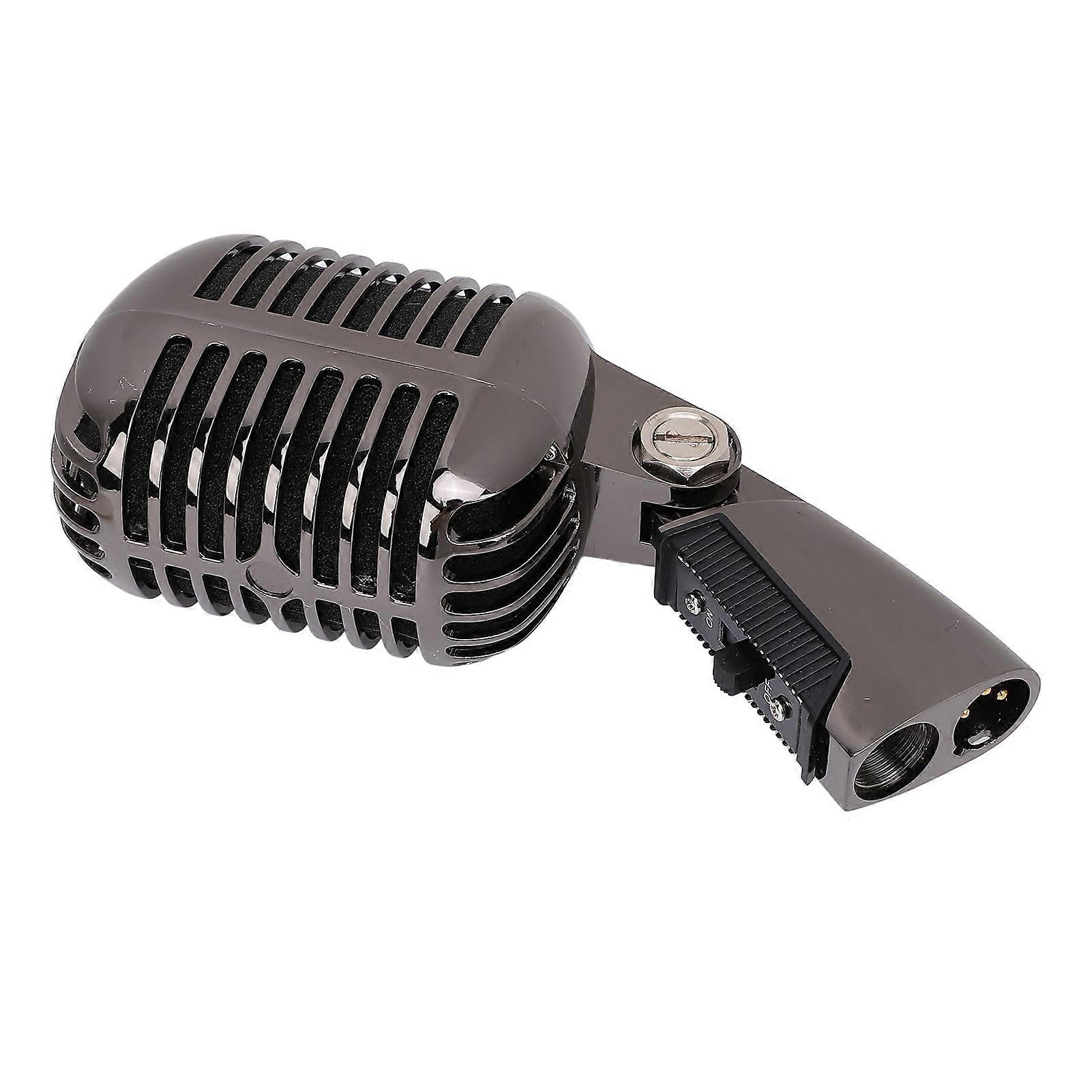 Classic Retro Dynamic Vocal Microphone Cardioid Zinc Alloy Universal Stand Old Vintage Dynamic Vocal Mic 