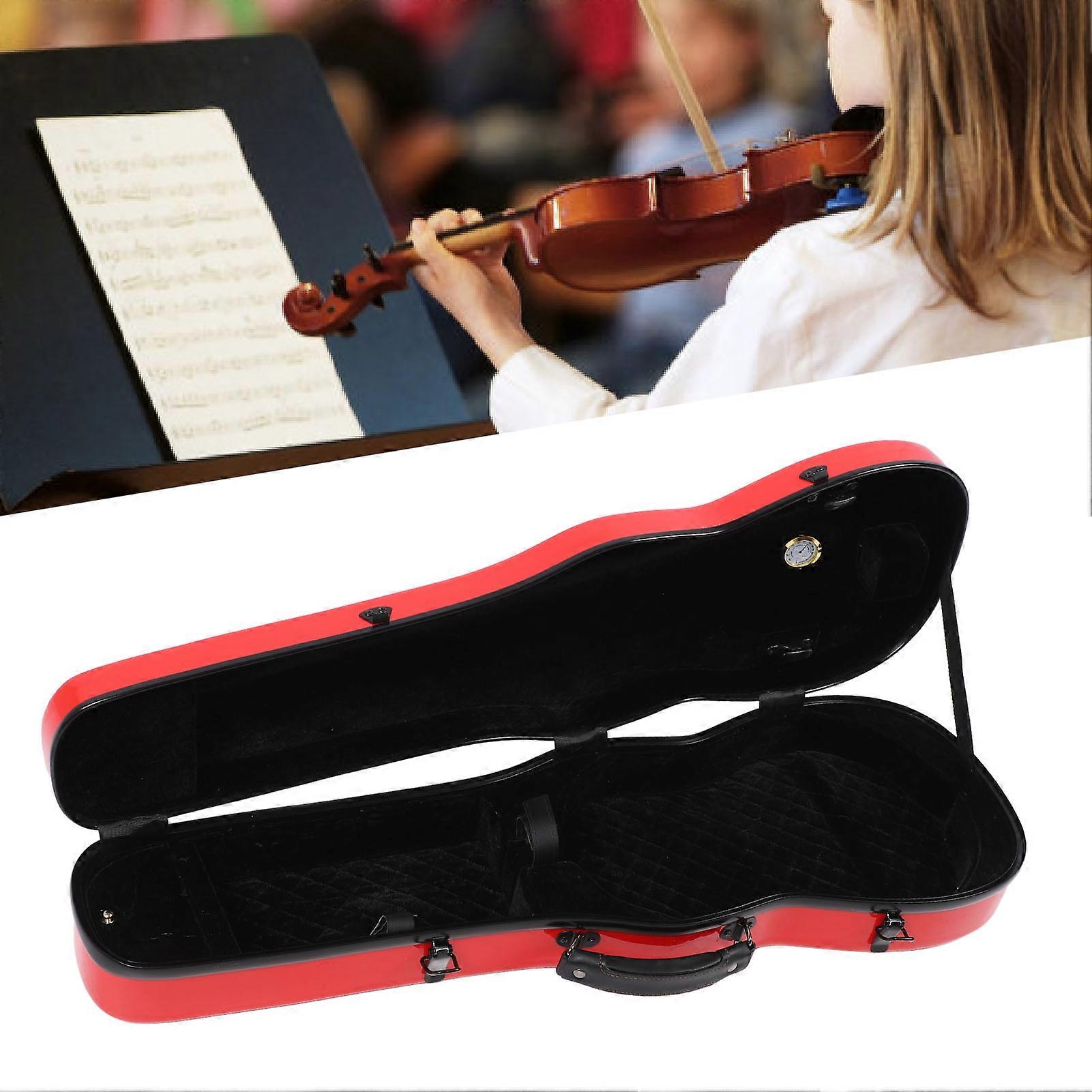 4/4 נרתיק אחסון לכינור עם מד לחות רצועות כתף כפולות תיבת מגן לכינור סיבי פחמן אדומים 