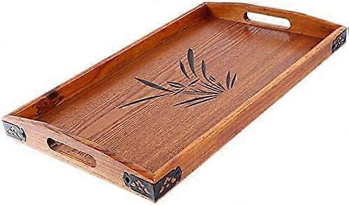 Solid Wood Serving Tray with Handles, Rectangular Wooden Platter for Tea, Coffee, Wine, Food, Breakfast, Party, Decorative Use, Large Size