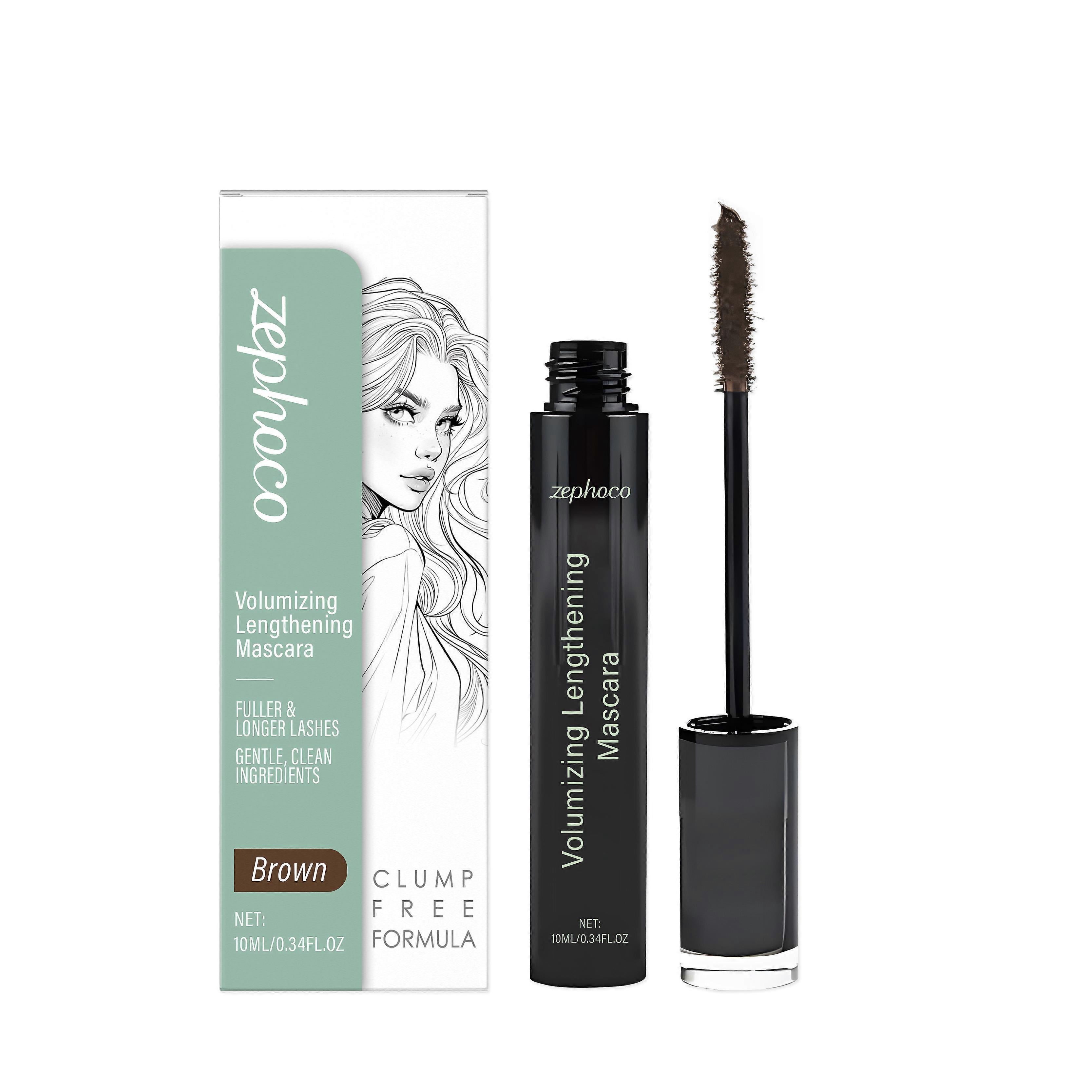 Zephoco Brown Mascara Is A Portable Mascara That Naturally Curls And Fills The Eye Area Without Smudging Or Clumping