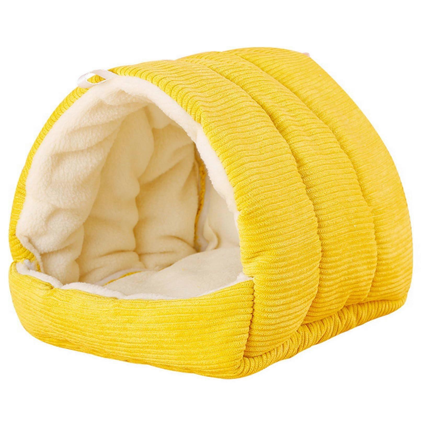 Winter Warm Bird Nest House For Cage With Mat Hanging Hammock Shed Hideaway Hut Yellow Size S For Macaws And Parrots