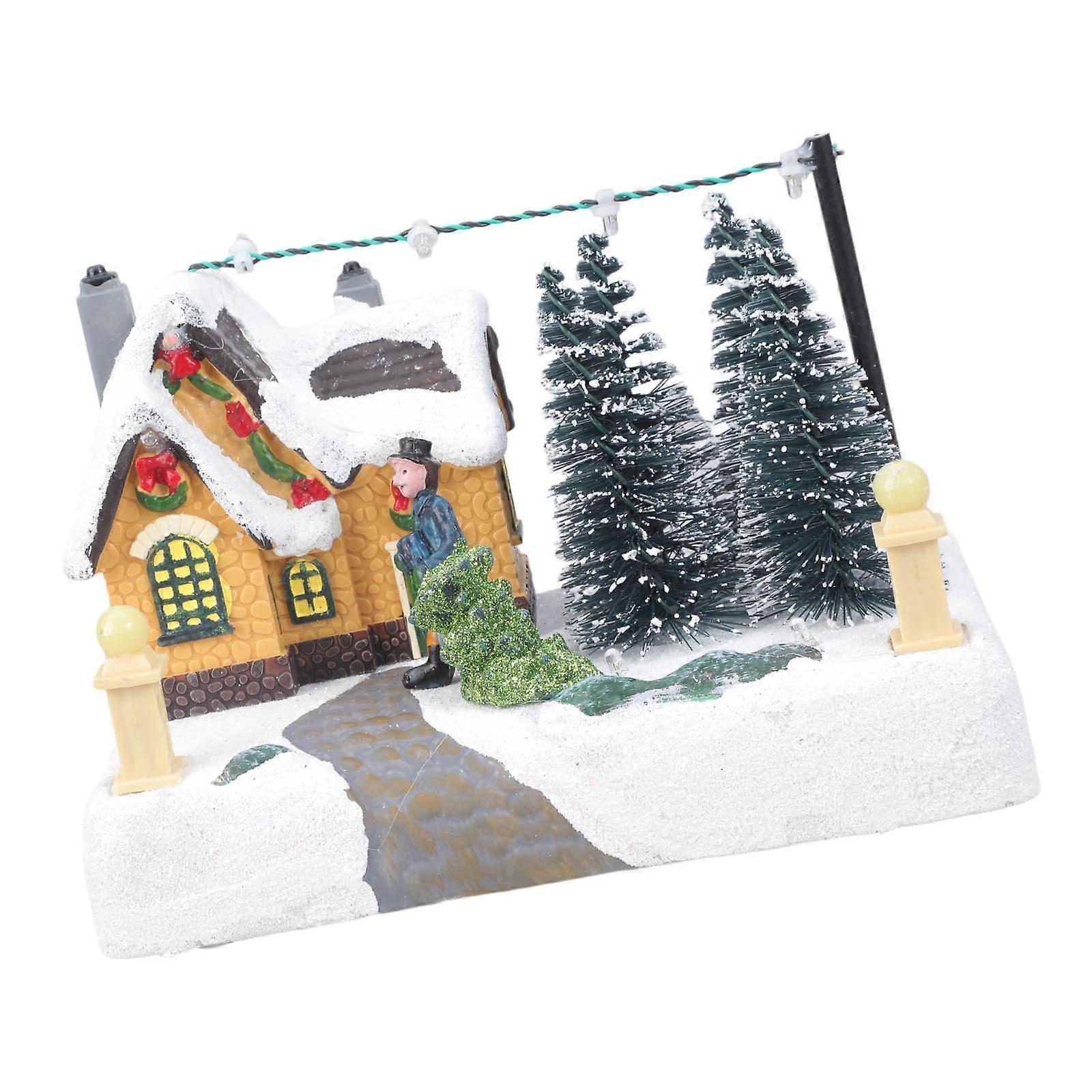 Musical Christmas Houses Decoration With Rotating Base 3xAA Battery Or USB Powereds Nighttimes Display Multicolor