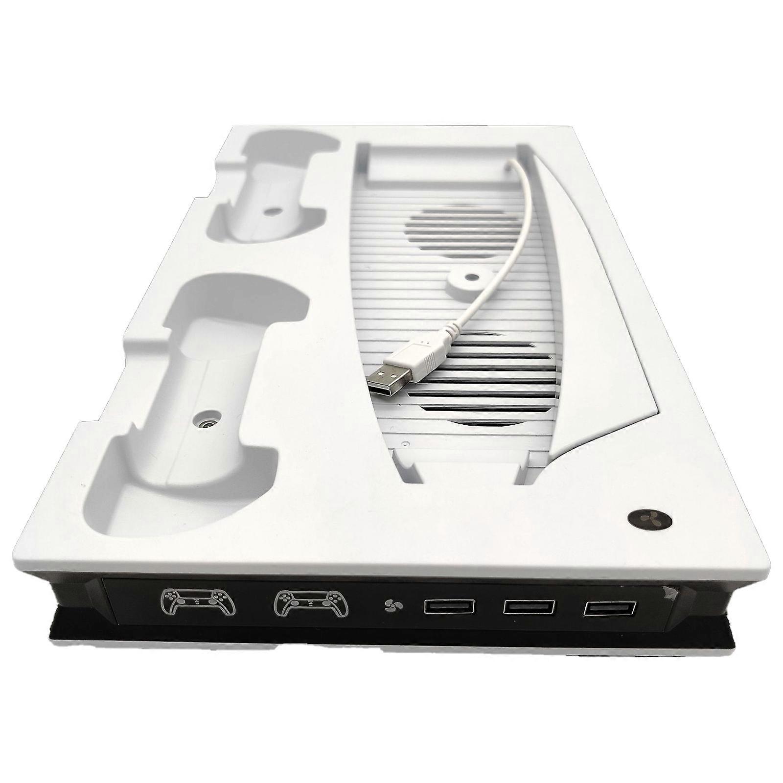 Vertical Cooling Stand With Double Controller Charger,Highly Speed Fan Cooling Station for P5 DE/UHD Consoles Controller  White