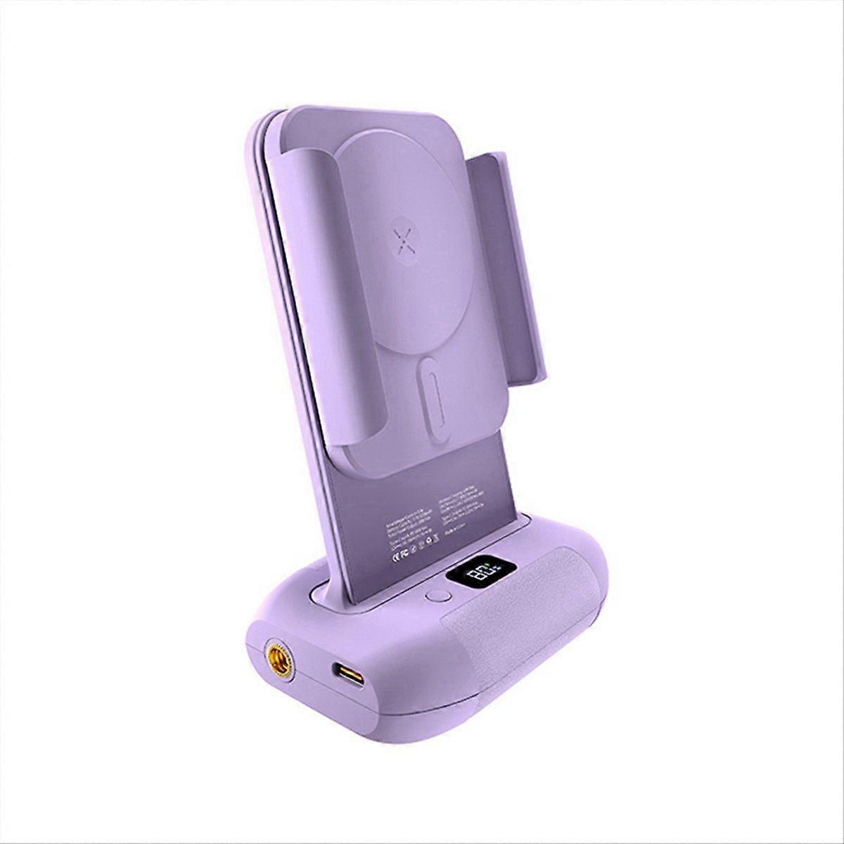 Bluetooth Phone Bracket with Remote Control Anti-Shake Wireless Charging Rotatable Clamp for Versatile Shooting,Purple