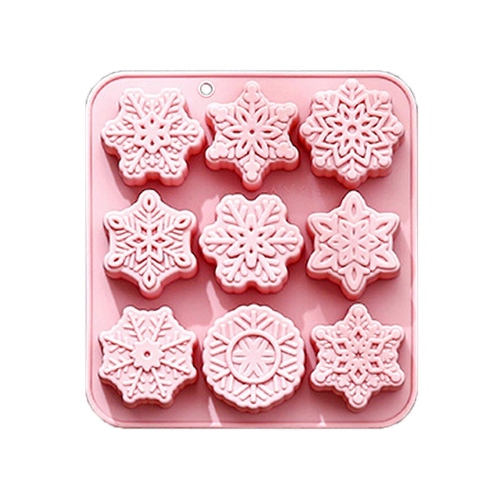 Snowflake Pattern Silicone Craft Molds Christmas Cookie Soap Candle Maker Flexible Nonstick Freezer To Oven Safe Multicolor