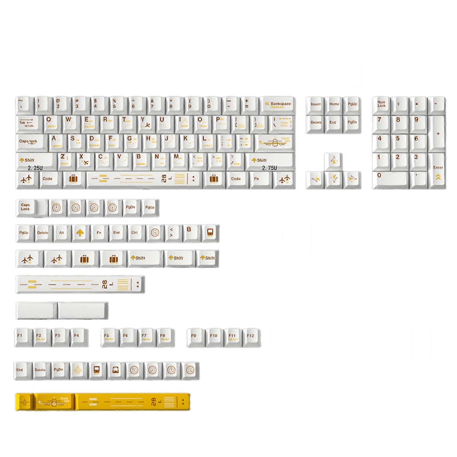 148Keys Customized Flight Plan KeyCaps PBT Dye Sublimation Keycap Key Cover for Mechanical Keyboards Multicolor