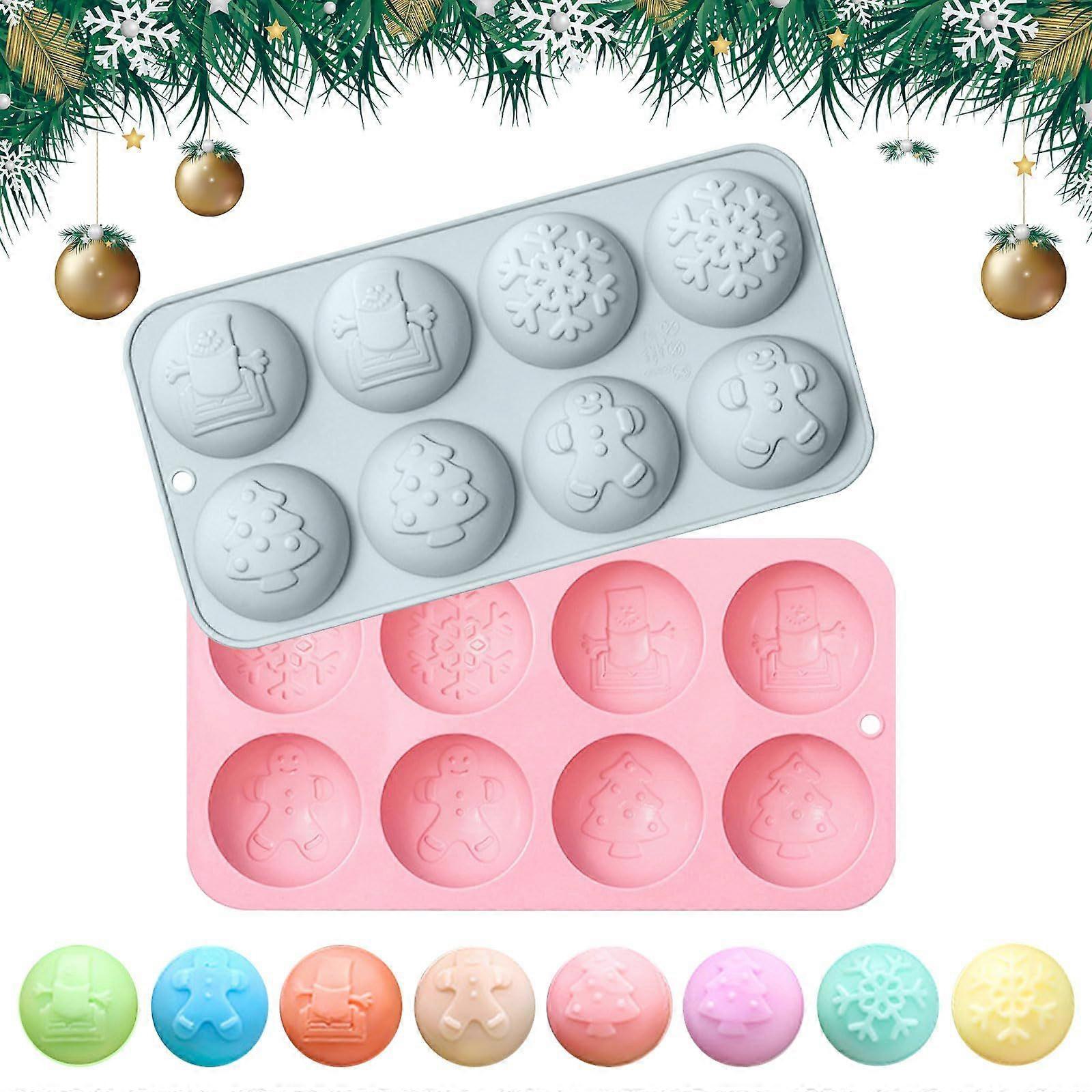 Silikonformen in Form von Weihnachtskugeln, 2er-Set – mit 8 Mulden – für Schokolade, Kuchen, Gelee, Mousse-Kuppeln – Durchmesser: 5 cm