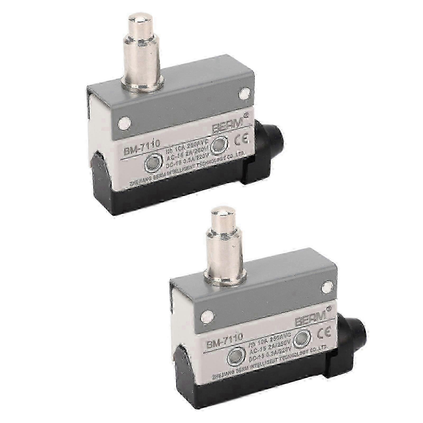 2Pcs Sealed Limit Switch Adjustable Momentary Limit Switch Pin Plunger NO+NC 250VAC