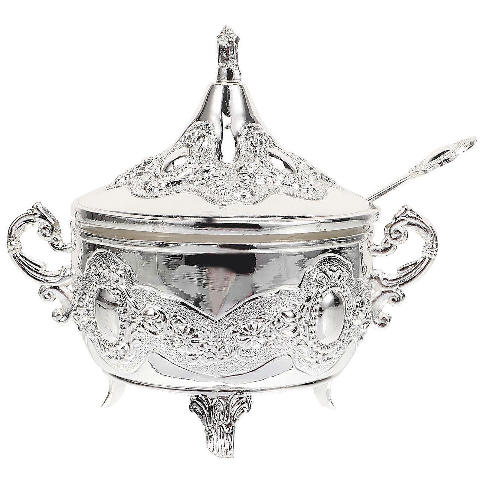 Sugar Container European Condiment Jar High End Home Kitchen Storage Jar with Spoon