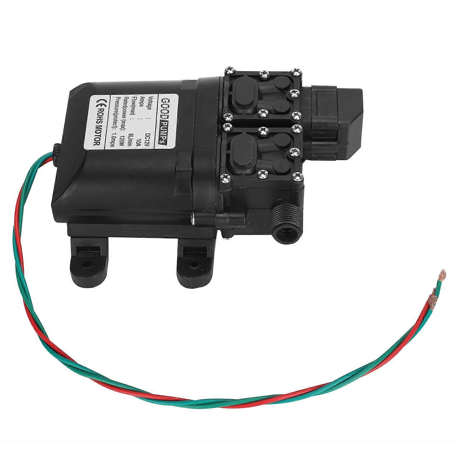 12V 120W 8L High Flow Diaphragm High Pressure Pump Dual Core with Copper Connector