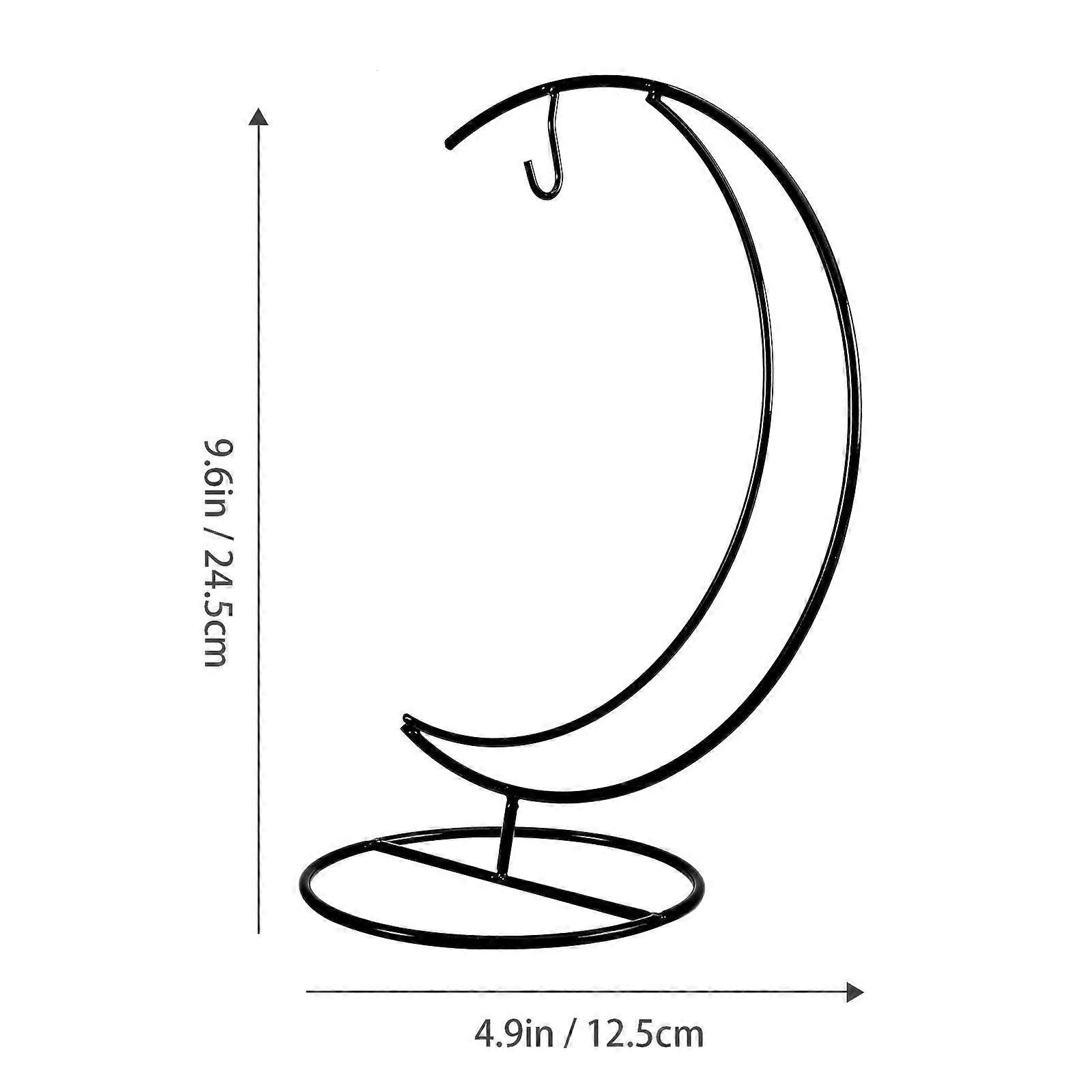 Moon Shape Bracket Glass Bottle Hanging Rack for Small Decor 2Pcs Black