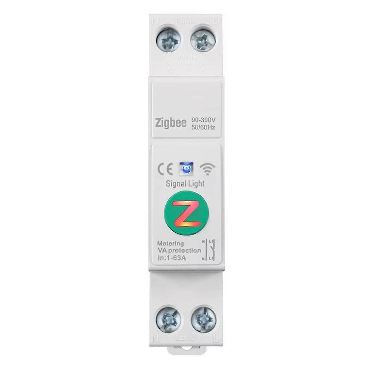 Tuya Zigbee Smart Circuit Breaker 1P+N 63A Din Rail Switch with Metering Smart Breaker Voice Contro