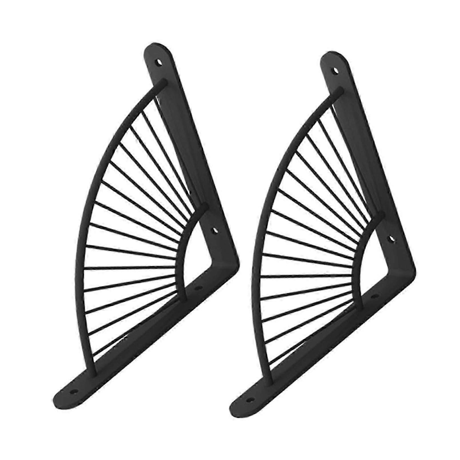 2Pack SectorShaped Floating Bracket, Metal Shelf Support with Screws, Black (20 cm)