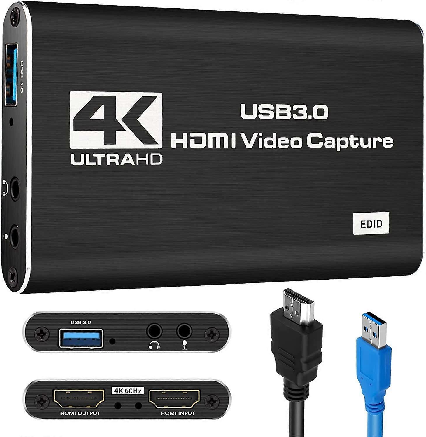 Capture , 4K HDMI Audio Video Capture , USB 3.0 Capture Adapter 1080P 60FPS Video Recorder Device for Game
