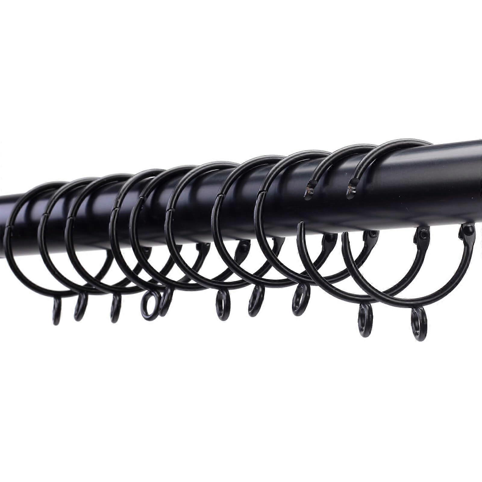 Black Metal Curtain Rings 3 Inch Rustproof Openable Drapery Eyelet Rings Set of 24 for Shower or Window