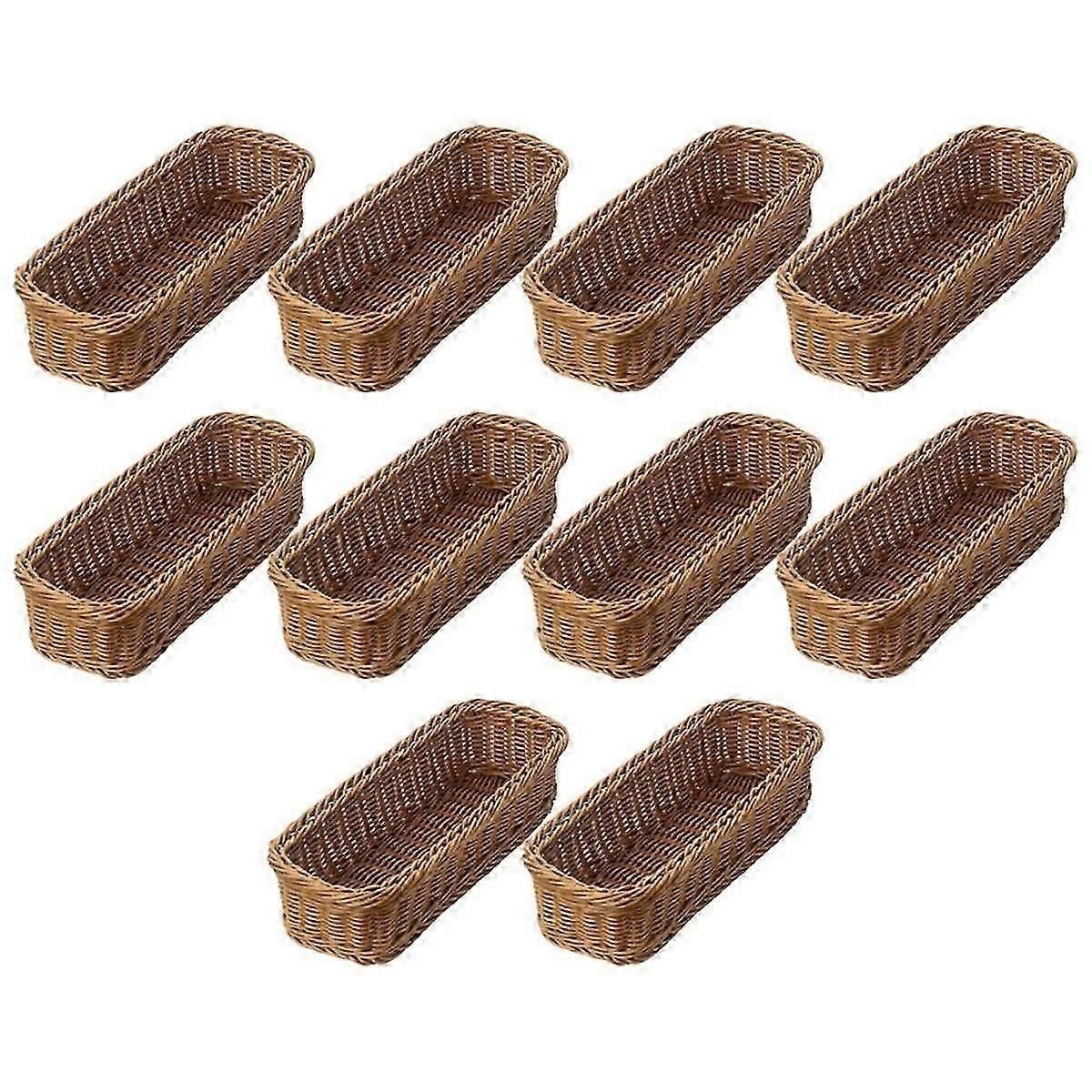 10X Desktop Cutlery Storage Basket Woven Basket Restaurant Tableware Drain Storage Box Tableware St