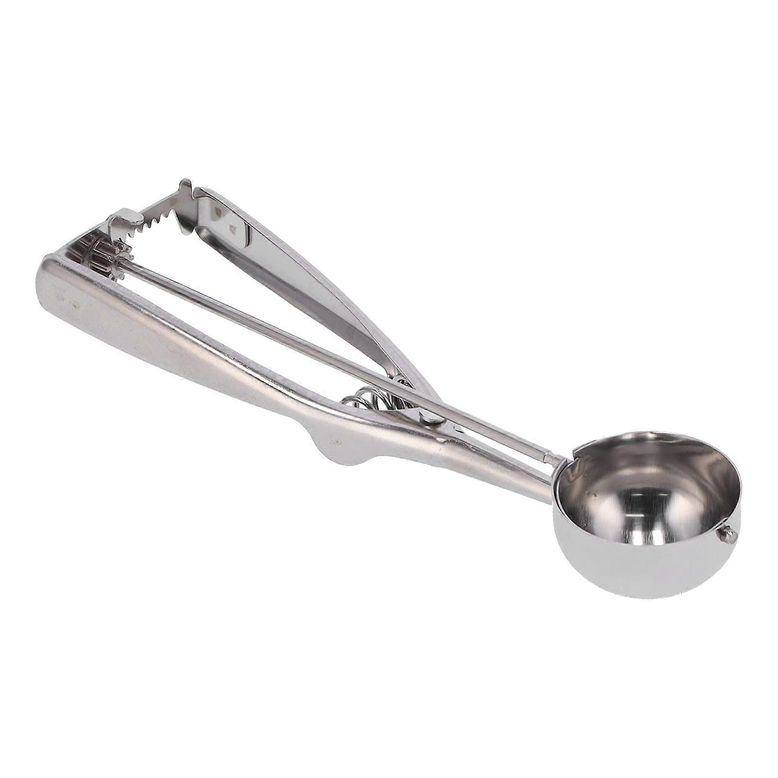 Stainless Steel Ice Cream Scoop with Ergonomic Trigger Release, Long Handle Melon Baller, Dishwasher Safe