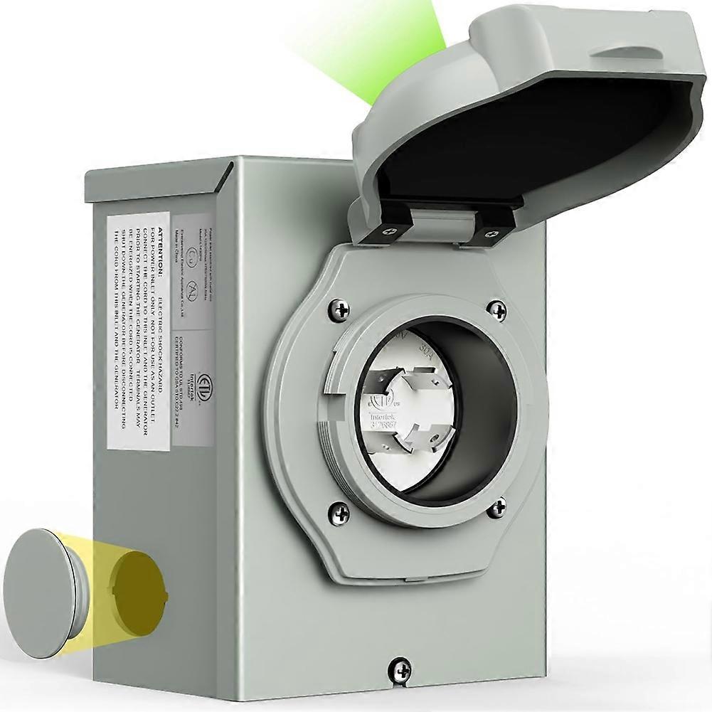 30 Amp Generator Power Inlet Box, Power Inlet Box for 4 Prong Generator Cord, 125V, 3750 Watts, Weatherproof, Outdoor