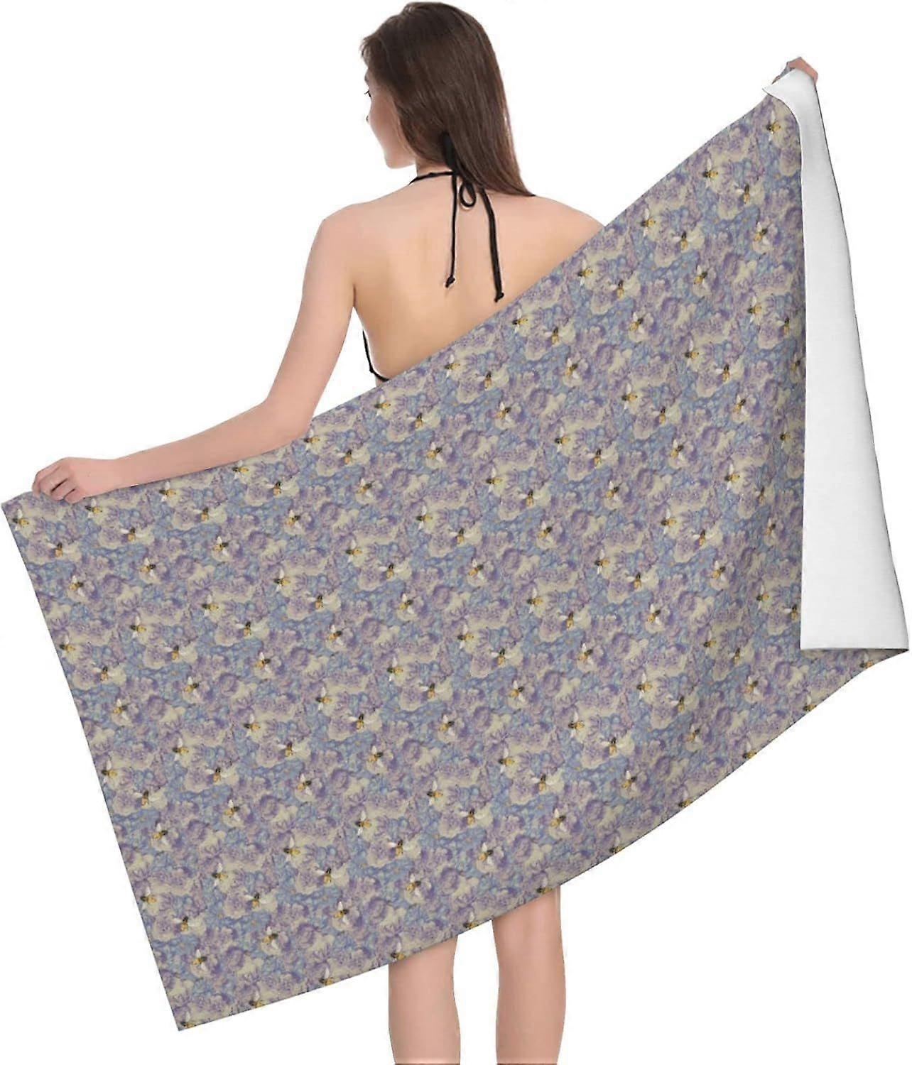 i1837 Bee Flying Print Toalha de Banho Microfibra Toalha de Praia Macia Toalhas de Banho Absorventes 130X80CM (T1837) op1837