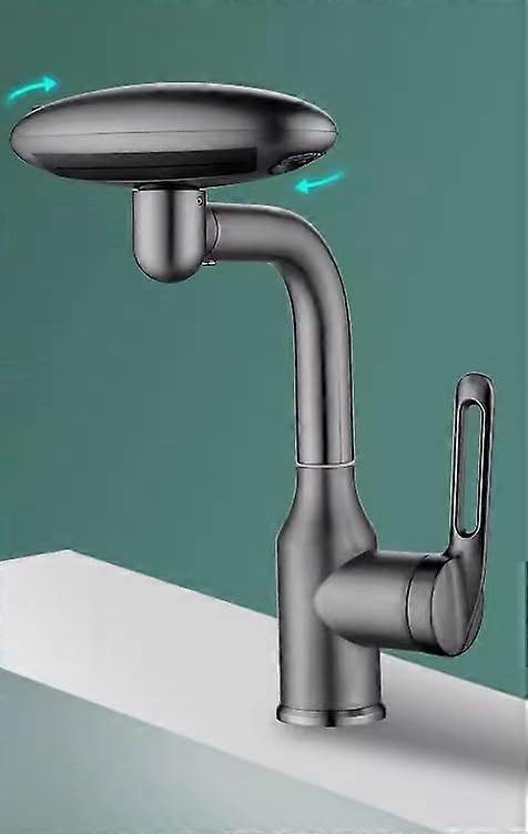 Basin Faucet with 360° Swivel Spout Stainless Steel Hot and Cold Water Easy Install Design