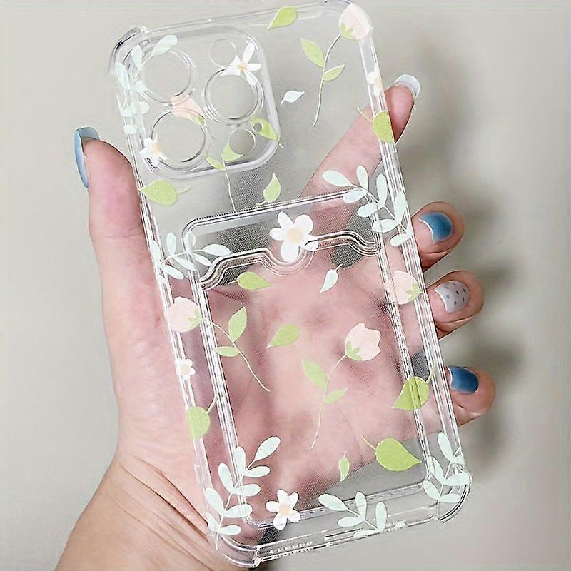 Floral Pattern Clear Phone Case, Anti-drop Fully Edged Mobile Phone Case, Decorative Phone Protector Cover Compatible with iPhone