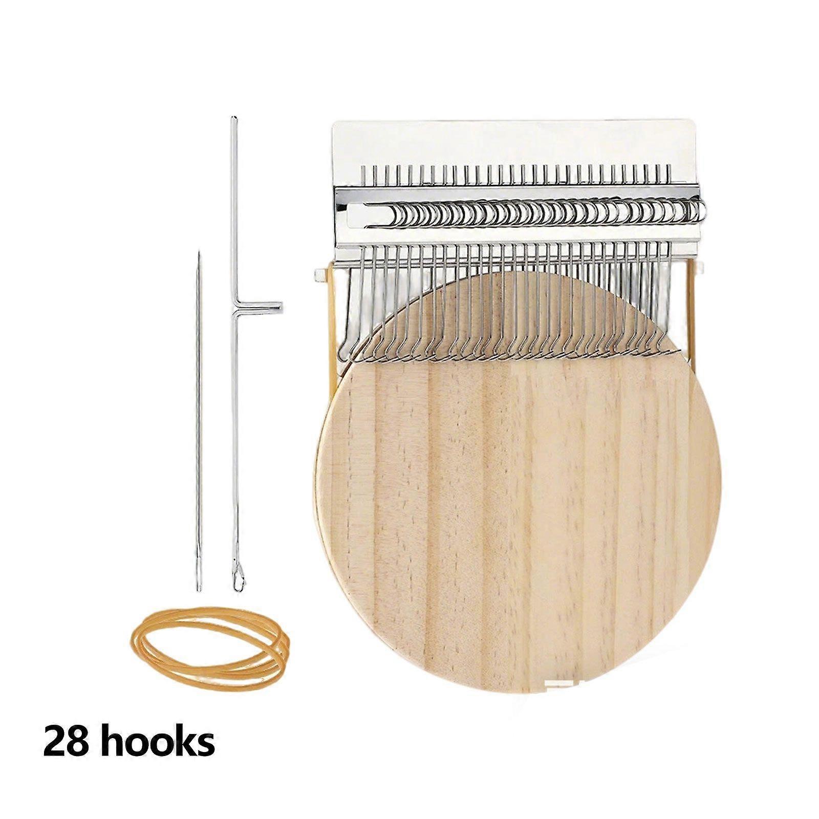 28Hook Mini Speedweve Style Loom Wood Disc Darning Weaving Tool 28Pin