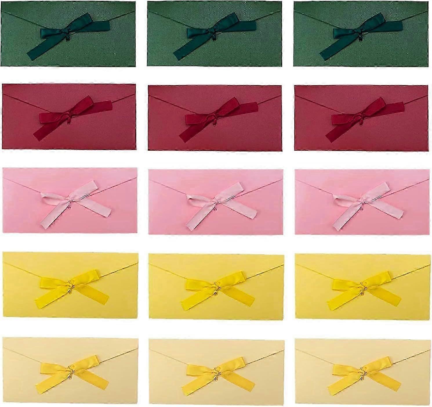 15 Piece Retro Kraft Envelope Color Envelope Postcard Envelope Pearlescent Paper Envelope 2211cm Bow Gift Envelope For Letter Christmas Greeting Invit
