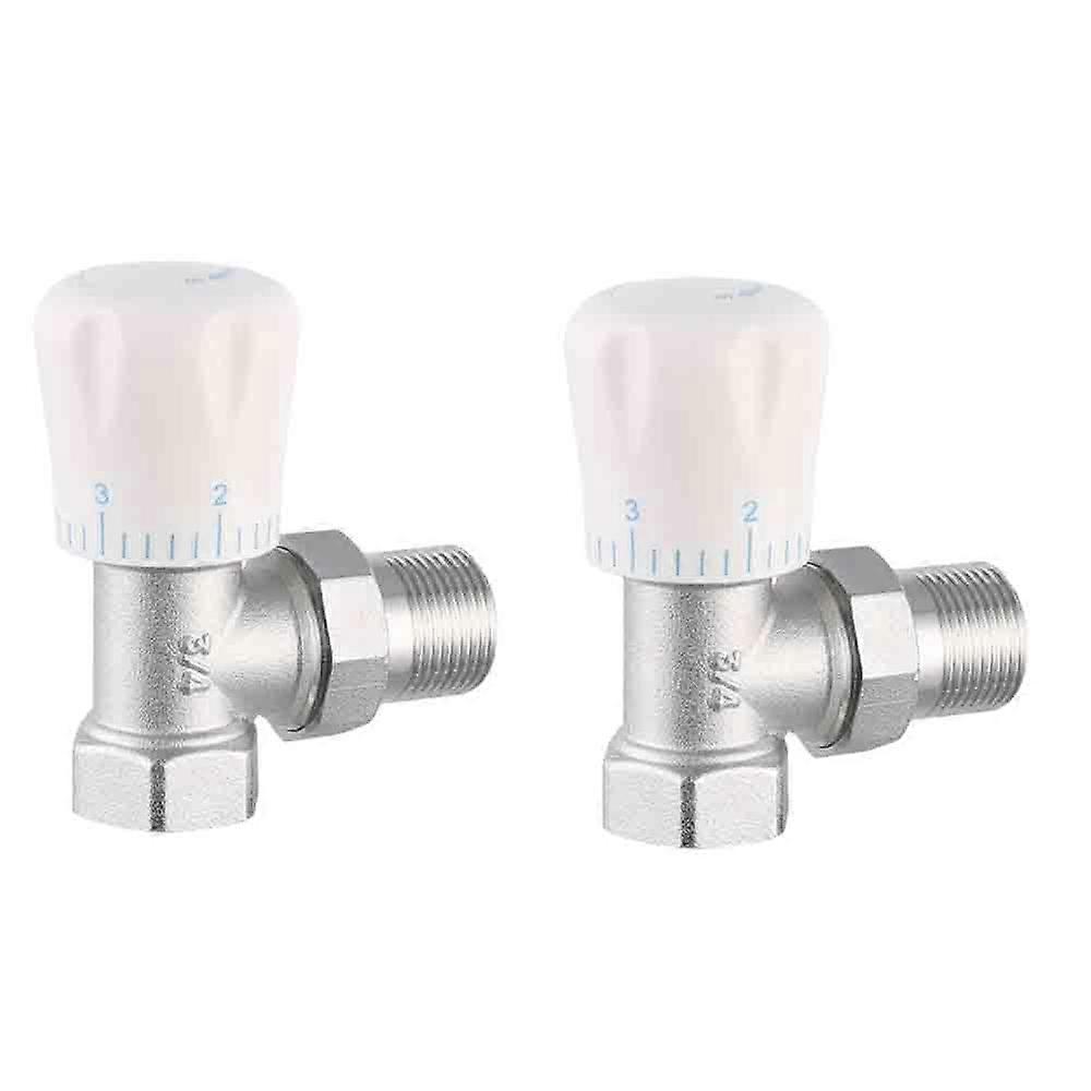 Thermostatic Radiator Valve 15mm x 1/2 Chrome Angled Heating Control for Floor Heating Copper 2Pack