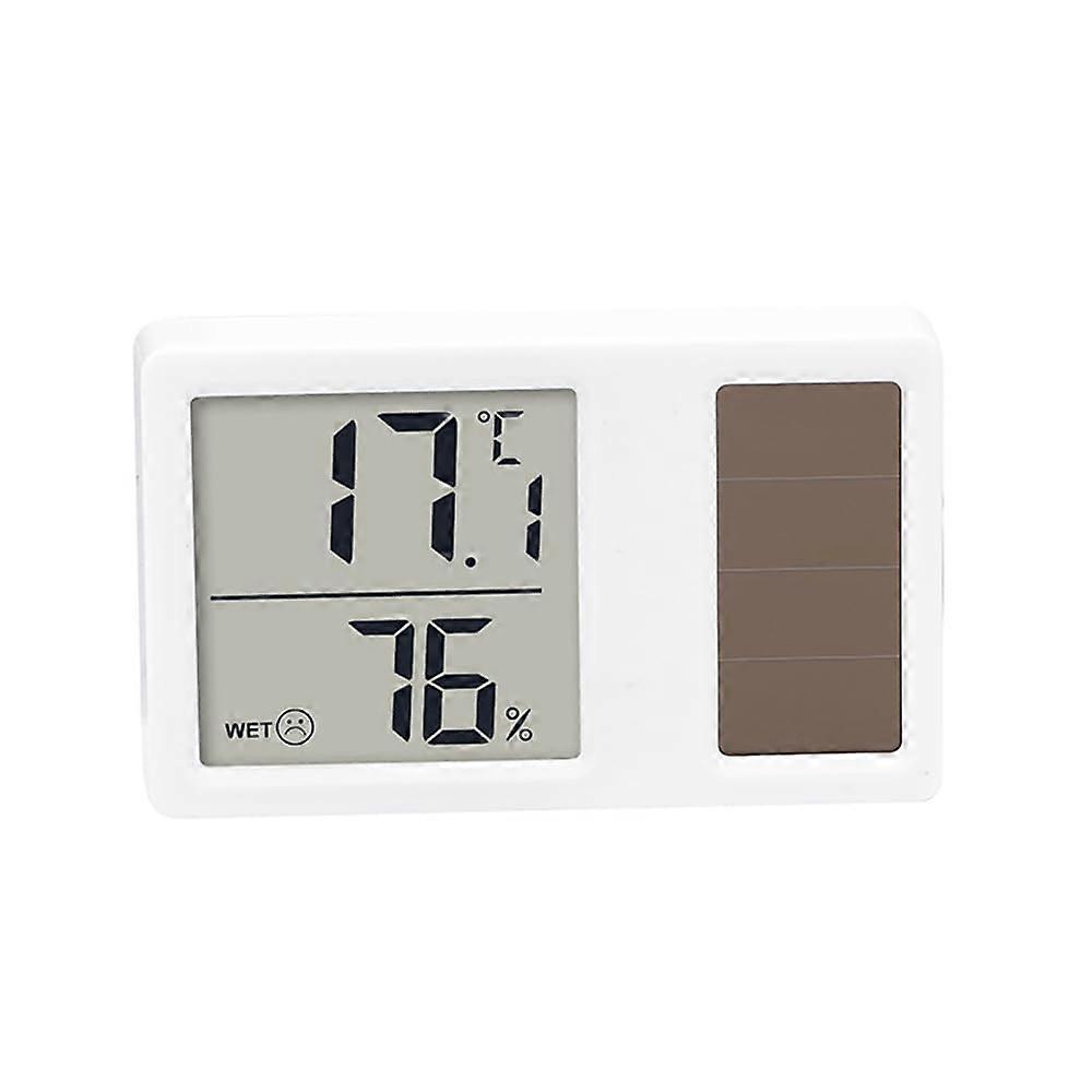Solar Powered Indoor Thermometer Hygrometer with Large LCD Dual Display for Accurate Temperature