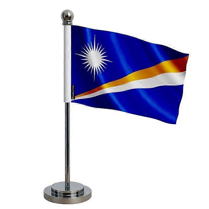 Marshall Islands Flag - 14 x 21 cm - Polyester - Stainless Steel Base - Pixelforma
