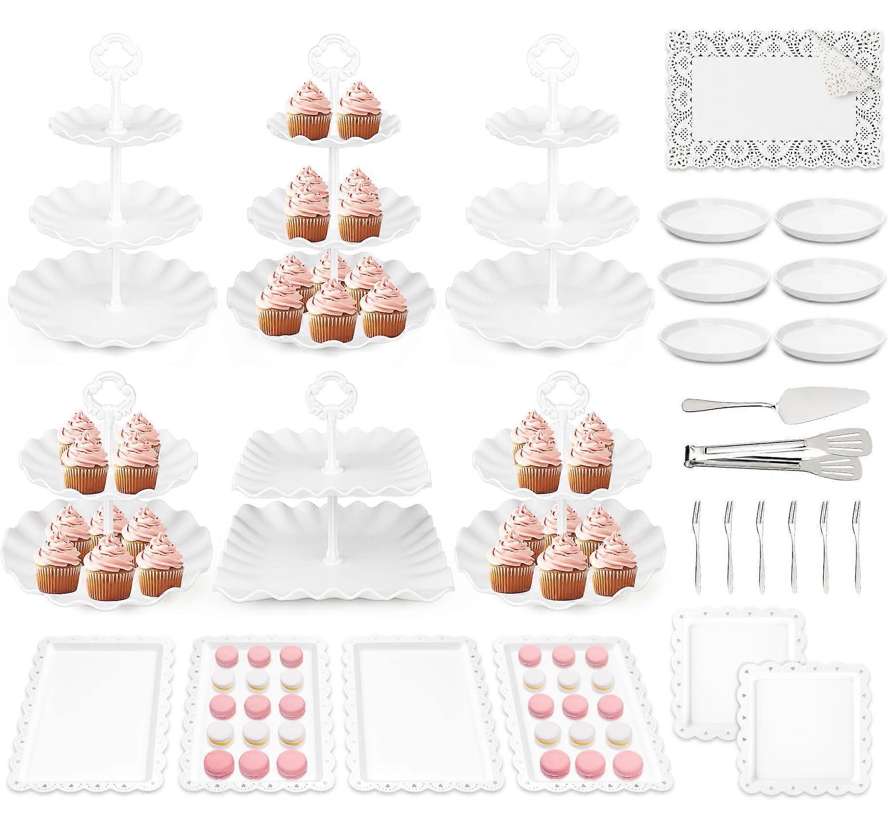 36 Pack MultiTier Cupcake Stand Wedding Dessert Table Display Set with Serving Trays for Parties