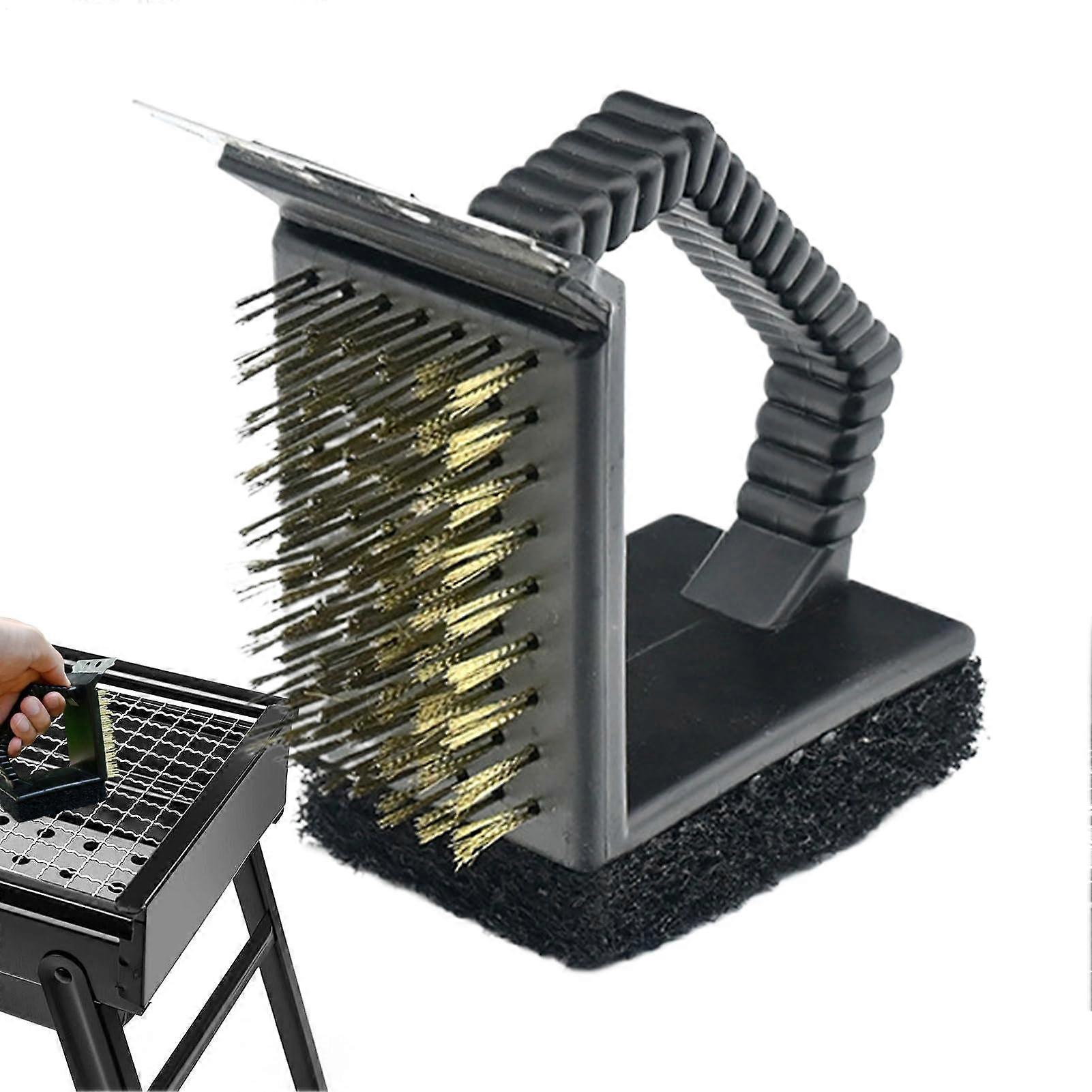 Grill Brush with Durable Copper Bristles for BBQ Grill Cleaning, Right Angle Scraper, Outdoor Use