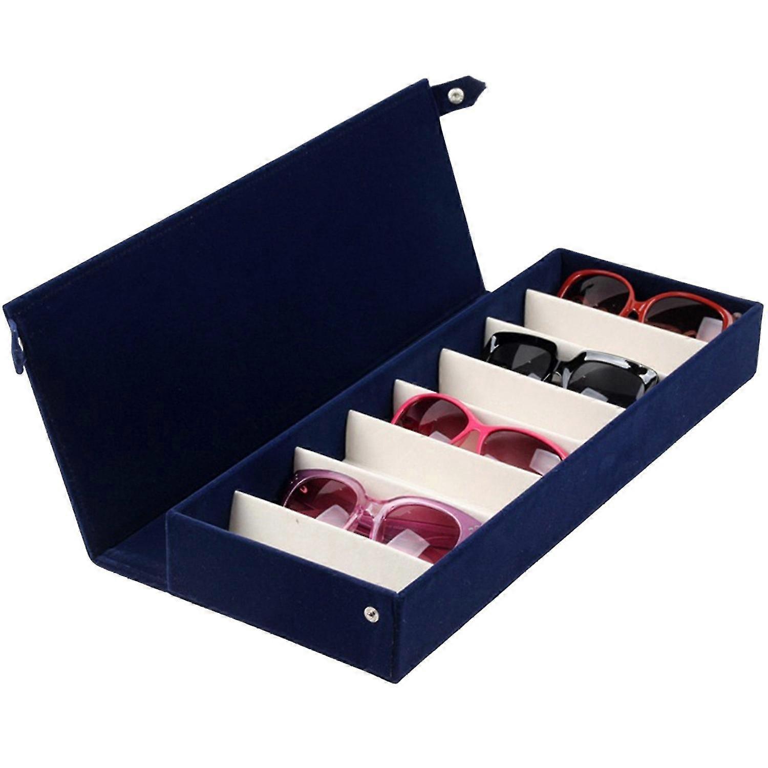 25-26 Glasses Storage Box with Lid 8 Grids Load-bearing Easy Access Space-saving Dustproof Button Closure