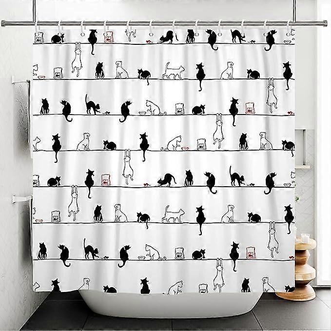 Fun Cat Rope Pattern, Waterproof Shower Curtain