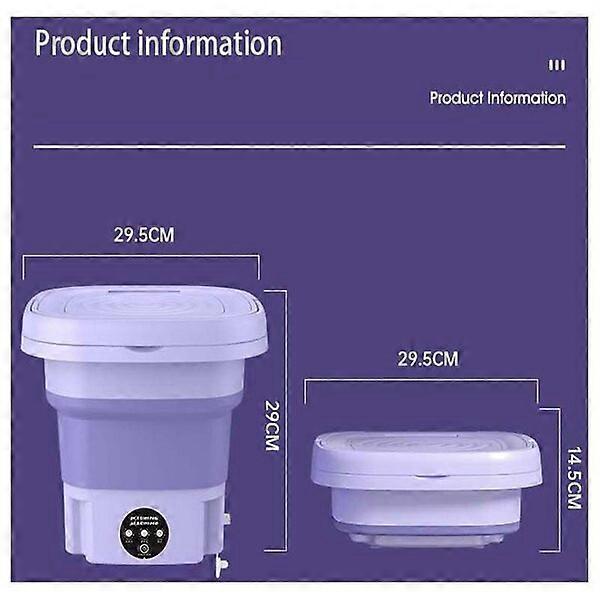 Mini washing machine, foldable design 8L, purple portable dormitory washing machine