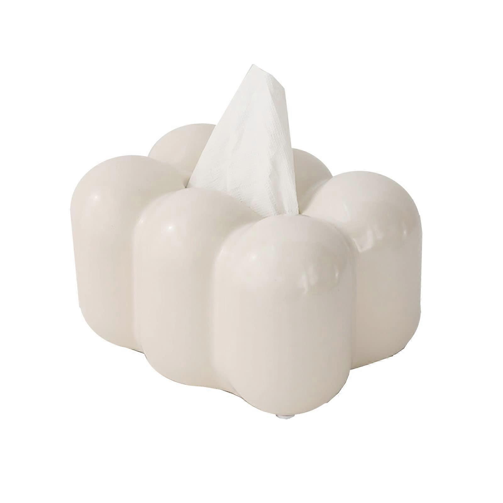Ceramic Tissue Box Cover Egg Shape White Modern Holder with Wide Opening and Easy Refill Design