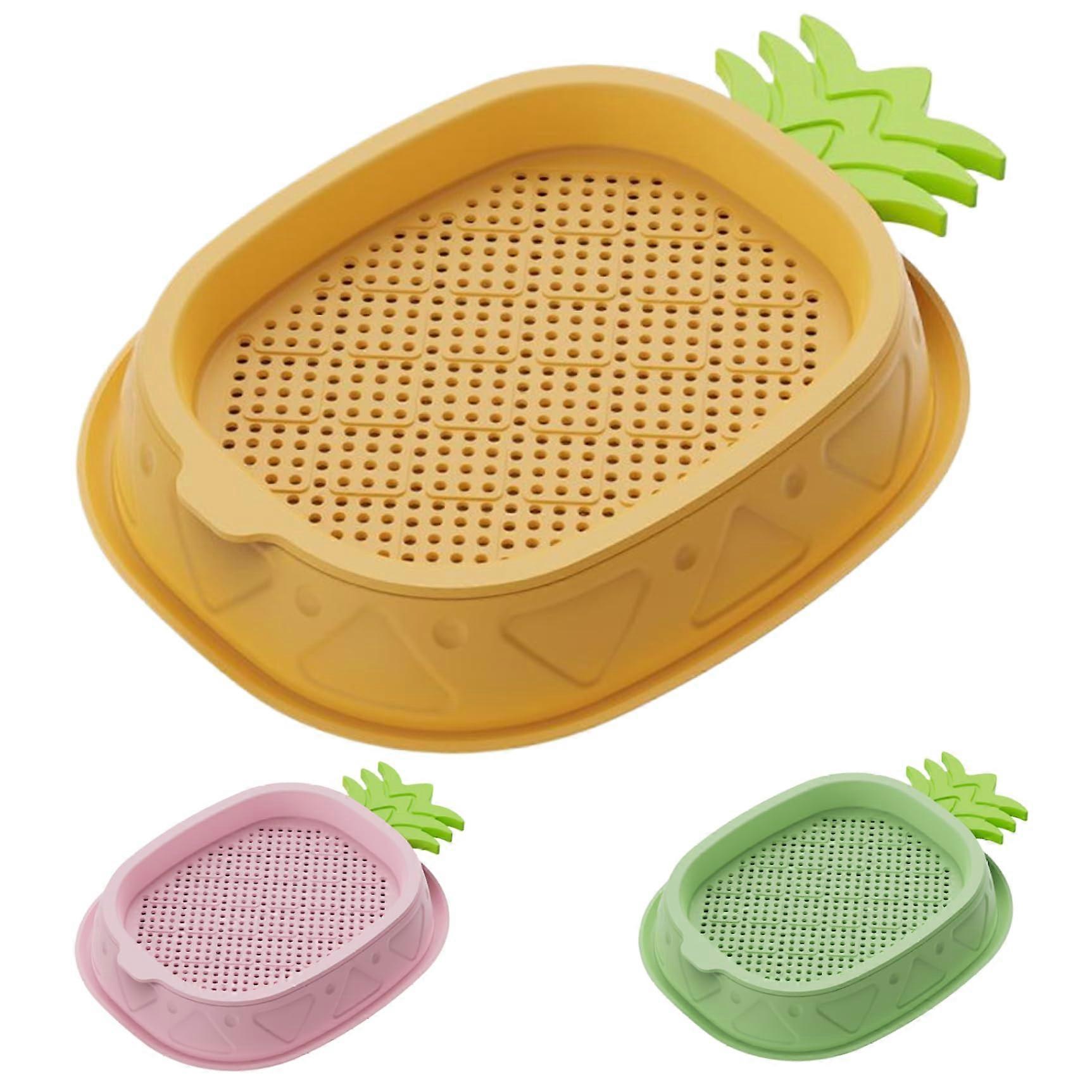 3Pcs Cat Grass Planter Set, Soil Hydroponic Kit with Detachable TwoLayer Pineapple Tray