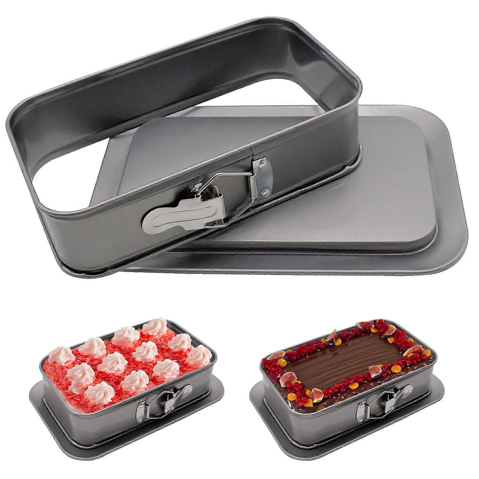 Rectangular Springform Cake Pan with Removable Bottom, NonStick LeakProof Baking Tray 24x14cm